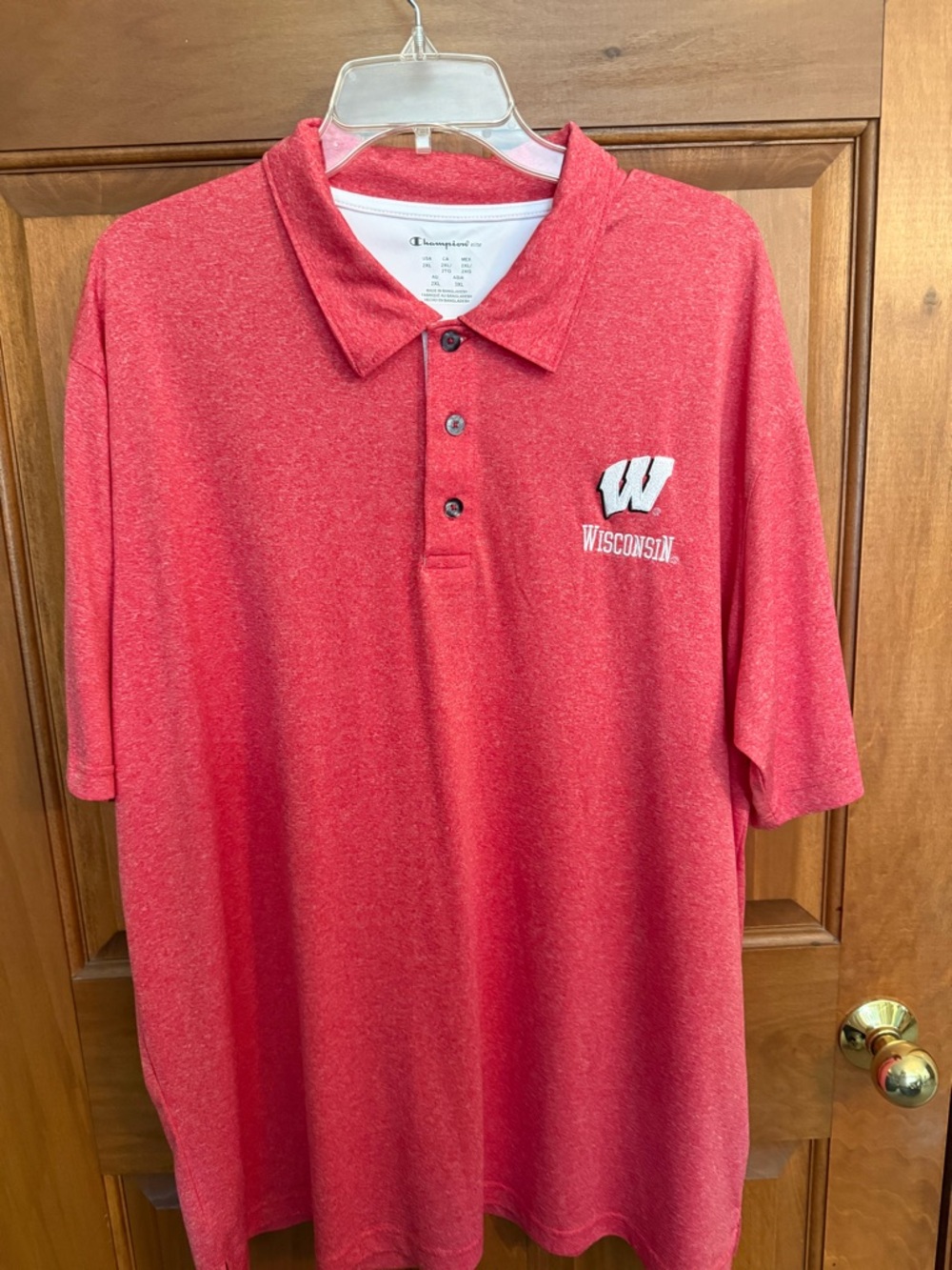 Champion Men’s Heather Red Wisconsin Polo